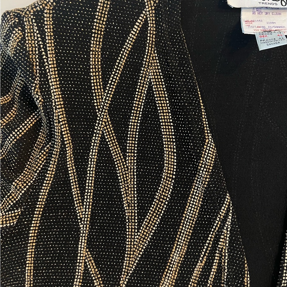Vintage Joseph Ribkoff Blazer Cardigan Jacket Black/Gold Size US 12 EUC - Picture 5 of 8